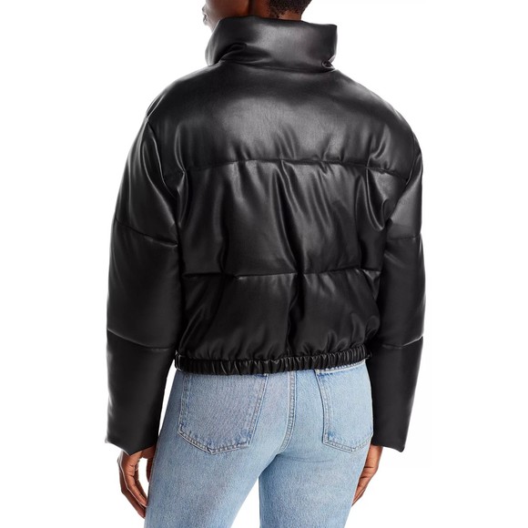 AQUA Faux Leather Puffer Jacket NWT SIZE S - Picture 3 of 6